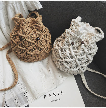 eybag Cotton Rope Woven Women's Shoulder Bag Bohemian Handmade Crossbody Bags Knitted Summer Bucket Straw Beach Bag Female Handbags