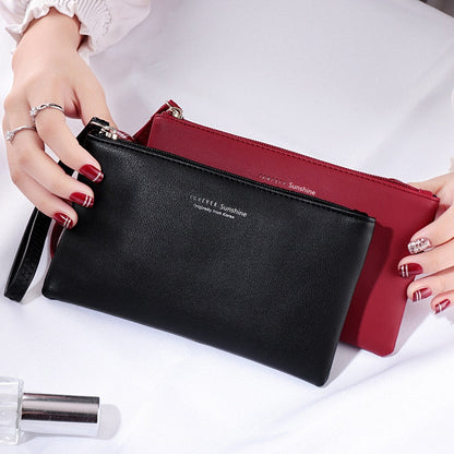 Lkblock Fashion Women Leather Purse Wristband Long Zipper Wallet Coin Purses Clutch Wallet Female Money Card Holder Ladies Handbag