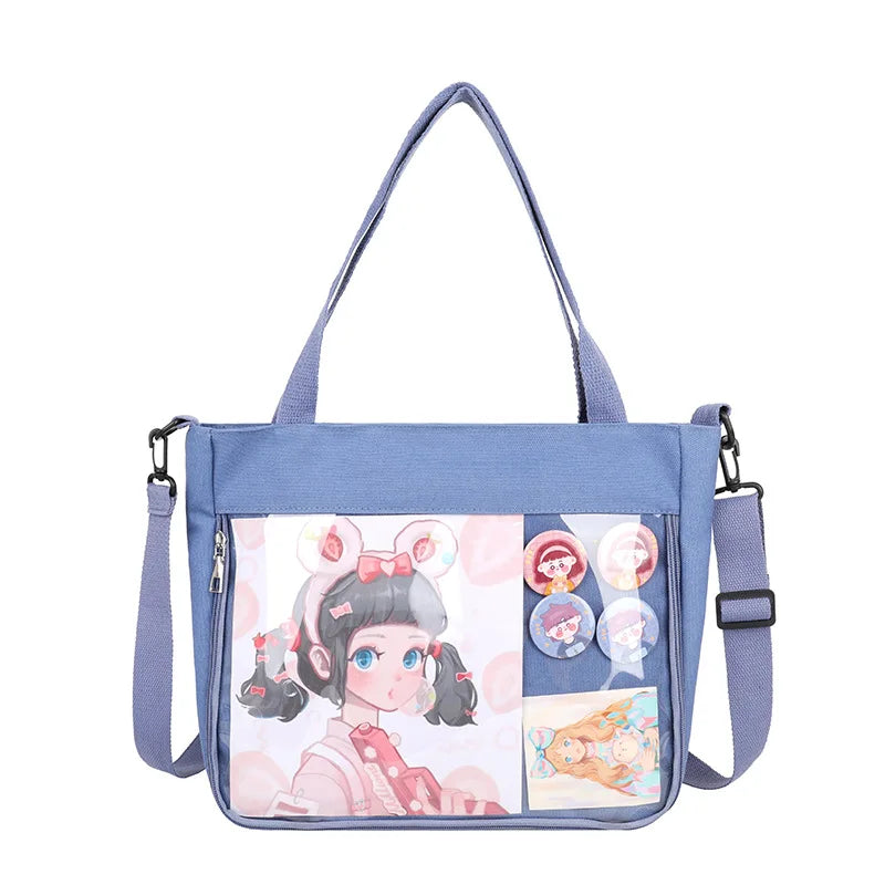 eybag Japanese Harajuku JK Canvas Bag For Women Transparent Pocket Itabag Mochila High School Girls Uniform JK  Crossbody Shoulder Bag