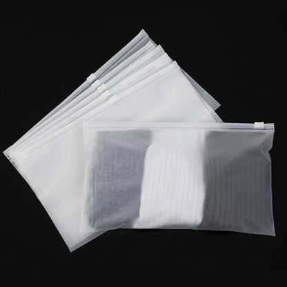 eybag 10Pcs 16Wires Frosted Zipper Bag Underwear Panties Socks Packaging Supplies Socks Cosmetic Storage Bags With Air Hole Resealable