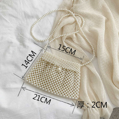 Lkblock Mini Pearl Bag Handmade Vintage EVA Beaded Fashion Banquet Party Shoulder Bag Female 2019 Wedding Bags Luxury Women's Coin Purse