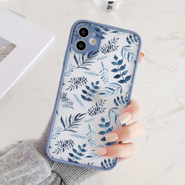 eybag Vintage Leaves Flower Phone Case For iPhone 12 11 13 Pro Max 12Mini X XR XS Max 8 7 Plus SE 2020 Camera Protection Hard PC Coque