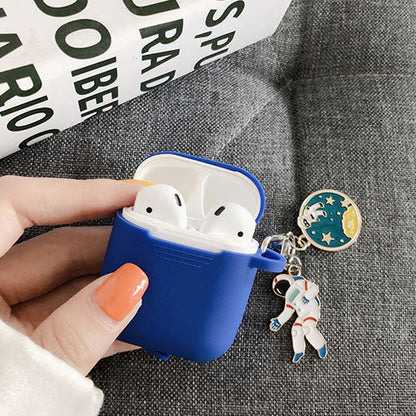 eybag Cosmic Astronaut Spaceman Silicone Case for Apple AirPods 1 2 Case with Keychain Wireless Earphone Case Accessories Cover Box