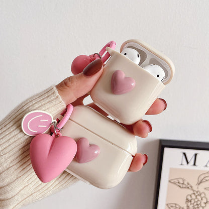 eybag 3D Heart Love Cute Silicone Earphone Accessories Case for AirPods Pro 2 3 Air Pods Cover Case Creative Smile Ornament Keyring