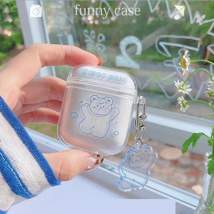 eybag Cute Fresh Flower Earphone Case For AirPods 1 2 Pro Case Transparent TPU Air pods 3 Bluetooth Earphone Charging Box With Keyring