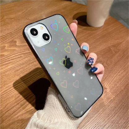 eybag Cute Love Heart Transparent Phone Case For iPhone 13 Pro Max 12 11 XR XS X 7 8 Plus SE20 Fashion Soft Silicone Clear Cover