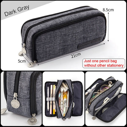 eybag Large Capacity Pencil Case Grid Canvas Pencilcase Student Pen Holder Supplies Pencil Bag School Box Pouch Stationery