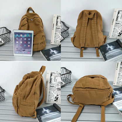 eybag School Bag Student Shoulders Large Capacity Khaki Backpack Fashion Canvas Backpacks Female College Teen Computer Bag