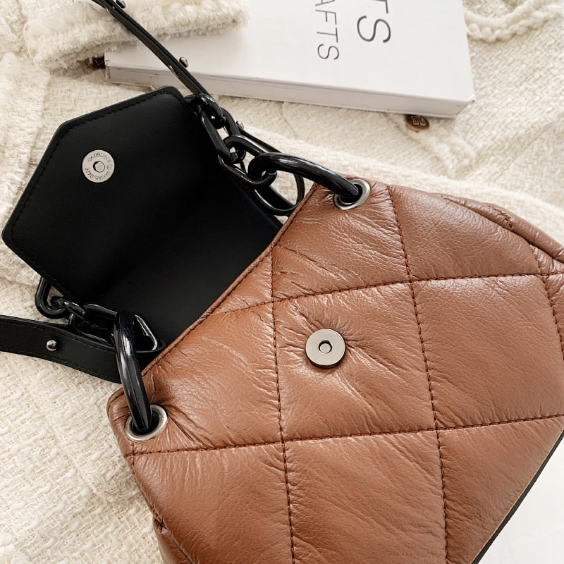 eybag Tote Bag Hit Winter PU Leather Padded Quilted  Women's Designer Handbag Luxury Brand Chain Shoulder Crossbody Bags