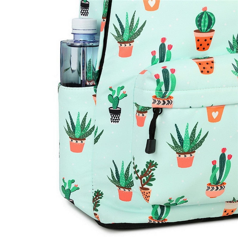 eybag Waterproof Nylon Casual Cactus Printing Women School Backpack For Student Girls Laptop Bag Bookbag Travel Bagpack Mochila