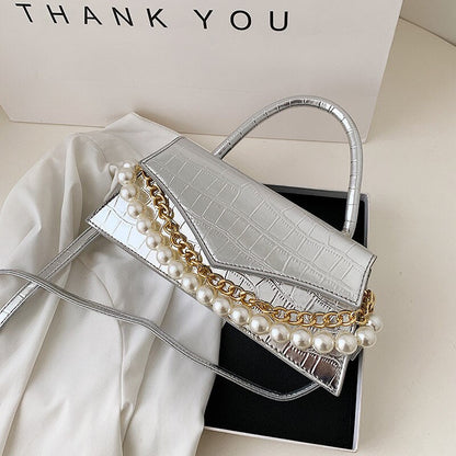 eybag Small Retro Crossbody Bag For Women 2021 PU Leather Party Purse and Handbag Female Totes Bag with Pearl Chain ZD2103