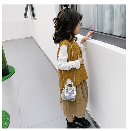 Lkblock Korean Style Women Mini Handbags Tote Cute Girls Princess Bow Messenger Bag Baby Girl Pearl Party Shoulder Hand Bags Gift