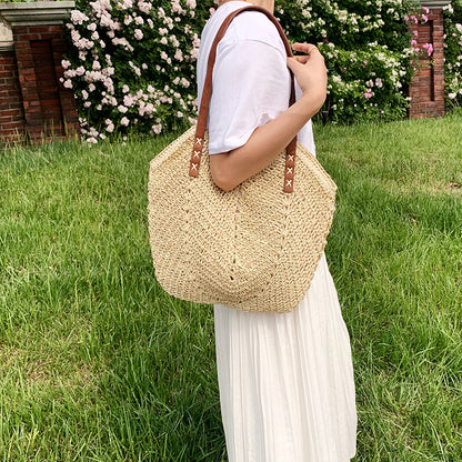 eybag Casual Large Capacity Straw Tote Bag Hollow Woven Women Shoulder Bags Summer Beach Lady Handbag Big Shopper Bag Travel Sac 2022