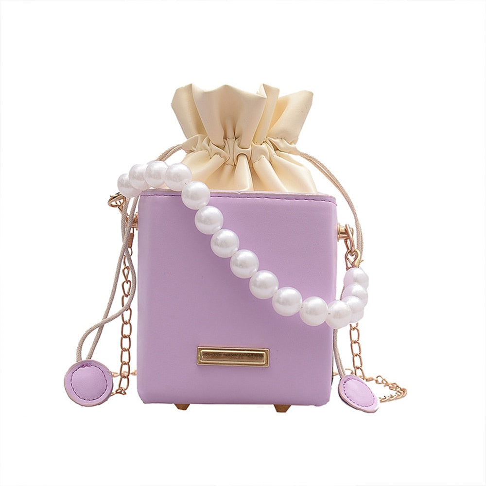 eybag Women Mini Crossbody Bags Drawstring Bags Lilac Clutch Bag Top Handle Bag Leather Square Bucket Bag Luxury Designer Handbag