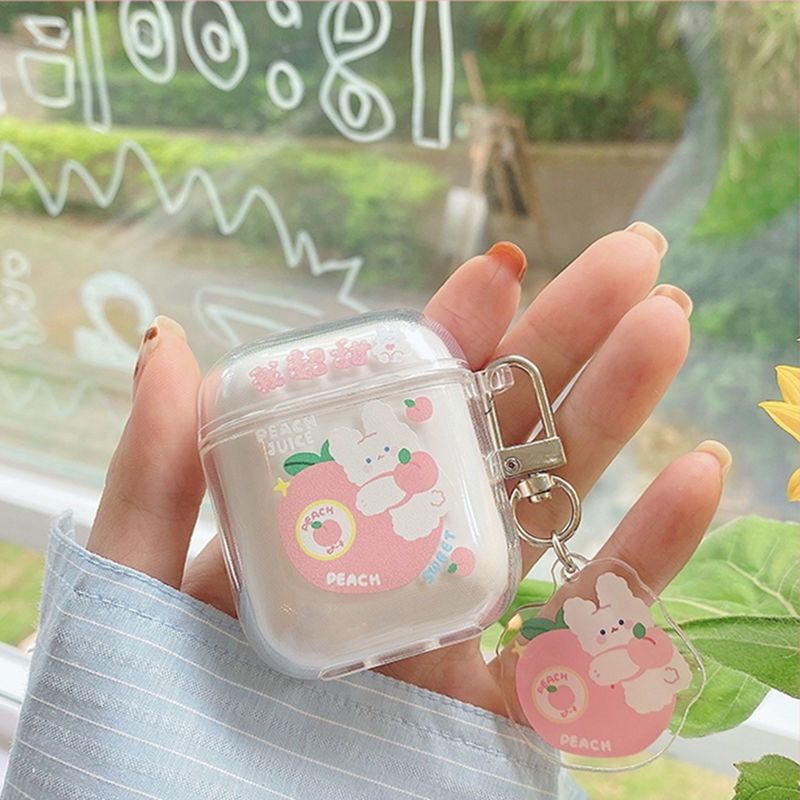 eybag Cute Fresh Flower Earphone Case For AirPods 1 2 Pro Case Transparent TPU Air pods 3 Bluetooth Earphone Charging Box With Keyring