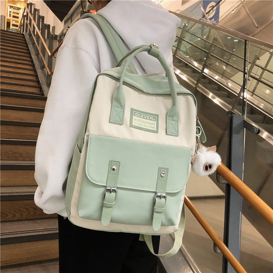 eybag Women Nylon Backpack Candy Color Waterproof School Bags for Teenagers Girls Patchwork Backpack Female Rucksack Mochila