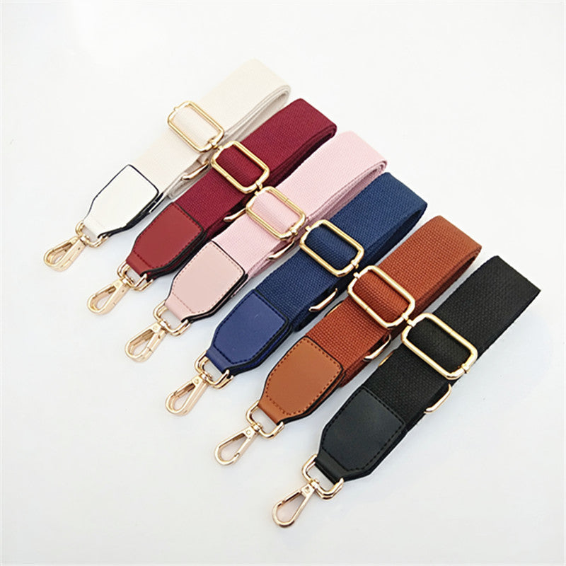 eybag Luxury Pure Color Cotton Webbing With Pu Leather Long Shoulder Strap Adjustable Shoulder Messenger Bag Accessory Bag Obag