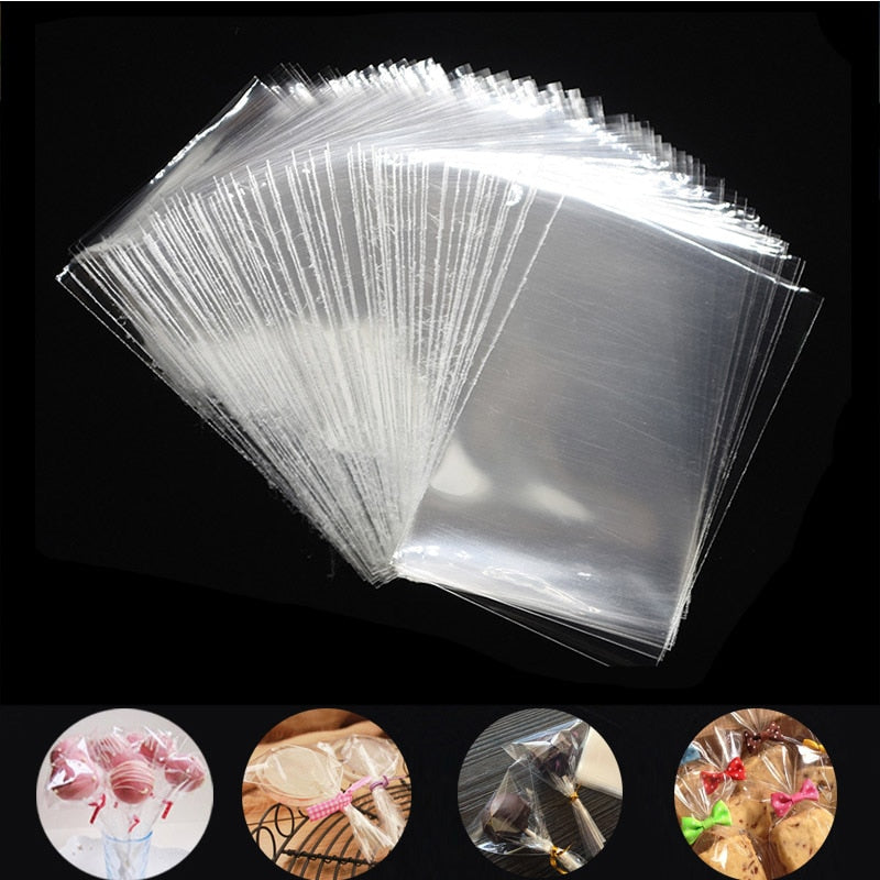 eybag 100Pcs Transparent Plastic Bags for Candy Lollipop Cookie Packaging Cellophane Bag Christmas Wedding Birthday Party Gift Bag