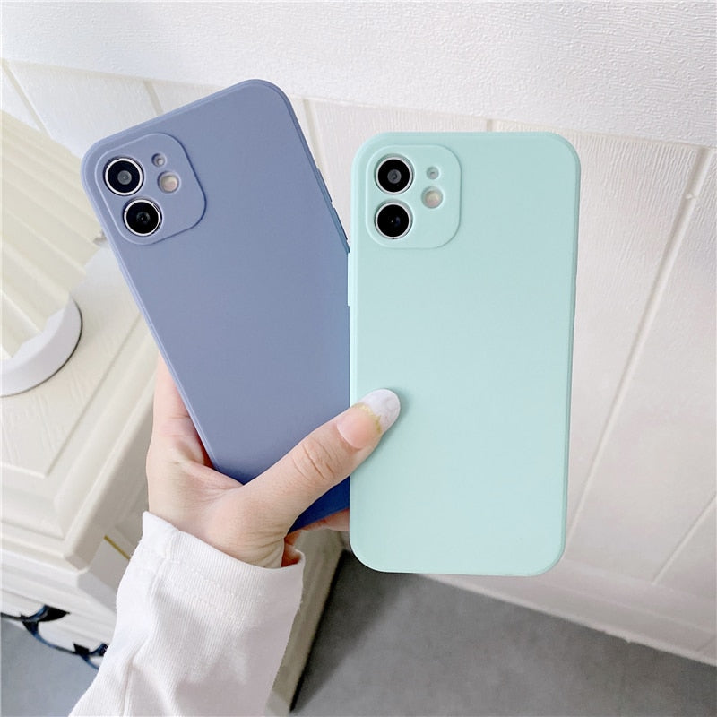 eybag Soft Silicone Candy Colour Phone Case For iPhone 11 12 Pro Max 13Mini Camera Protection XS X XR 7 8 Plus SE2020 Matte Shockproof