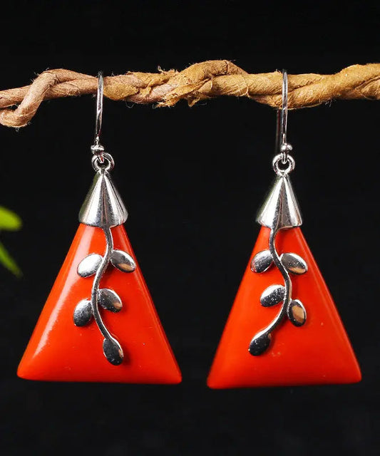 - Sterling Silver Cinnabar Drop Earrings