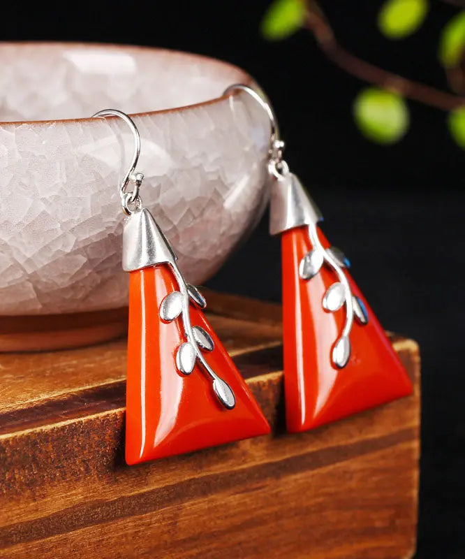 - Sterling Silver Cinnabar Drop Earrings