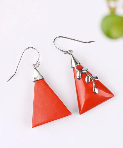 - Sterling Silver Cinnabar Drop Earrings