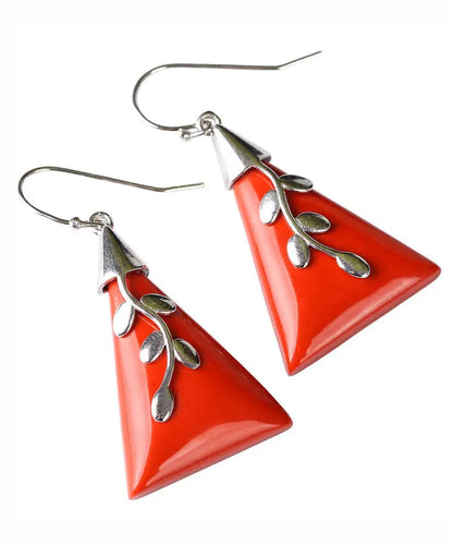 - Sterling Silver Cinnabar Drop Earrings