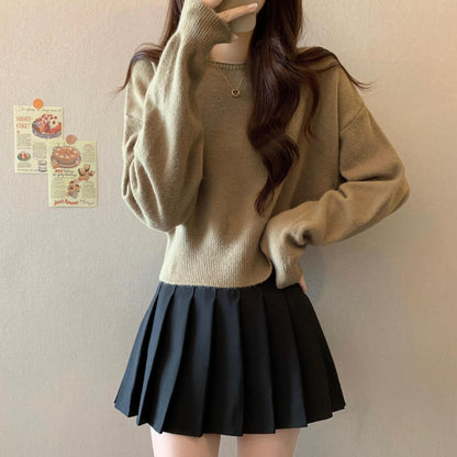 eybag going out outfits 2024 Spring and Autumn Inner Sweater Small Short Top Trendy Korean Style Light Purple College Style Knitted Bottoming Shirt for Women