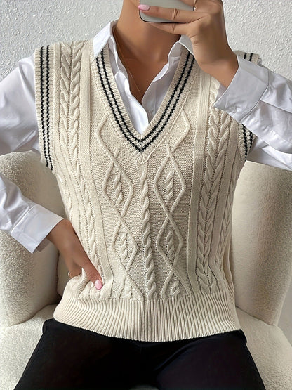 eybag business casual outfits for women 2024 Autumn and Winter Fashion New Wear V-neck Knitted Vest (without Shirt)