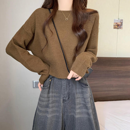 eybag going out outfits 2024 Spring and Autumn Inner Sweater Small Short Top Trendy Korean Style Light Purple College Style Knitted Bottoming Shirt for Women