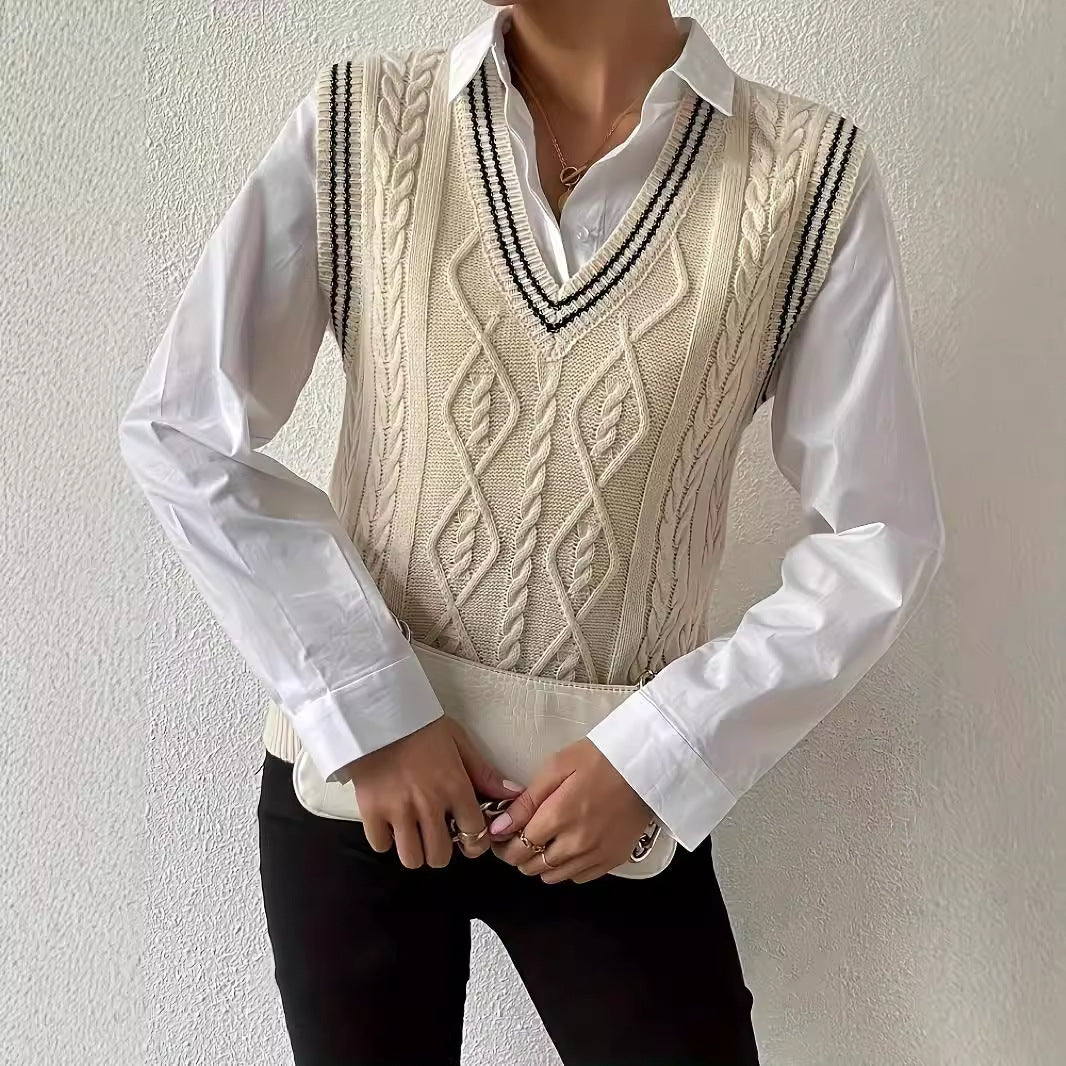 eybag business casual outfits for women 2024 Autumn and Winter Fashion New Wear V-neck Knitted Vest (without Shirt)