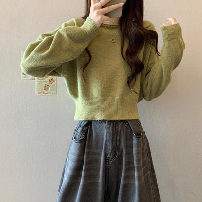 eybag going out outfits 2024 Spring and Autumn Inner Sweater Small Short Top Trendy Korean Style Light Purple College Style Knitted Bottoming Shirt for Women