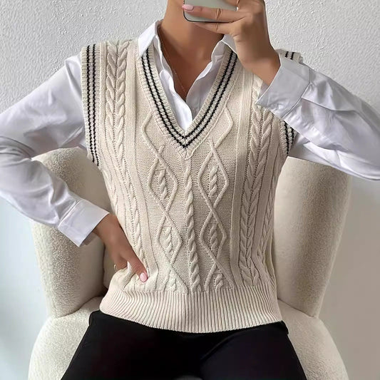 eybag business casual outfits for women 2024 Autumn and Winter Fashion New Wear V-neck Knitted Vest (without Shirt)