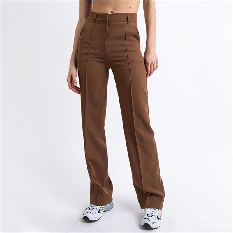 eybag barn jacket outfits Spring 2024 New Pure Color Simple Fashion Straight Wide Leg Pants Slim Fit