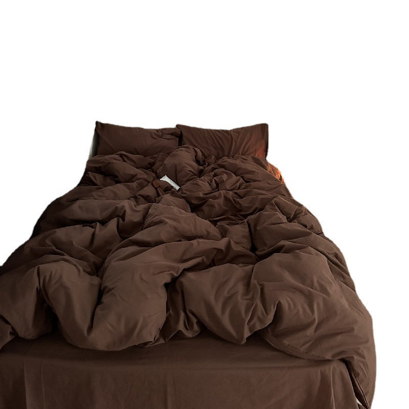 Buy bedroom inspirations Mocha Chocolate Cotton Four-Piece Set Solid Color Mix and Match Simple Ins Style Pure Cotton Washed Cotton Bed Sheet Quilt Cover Bedding