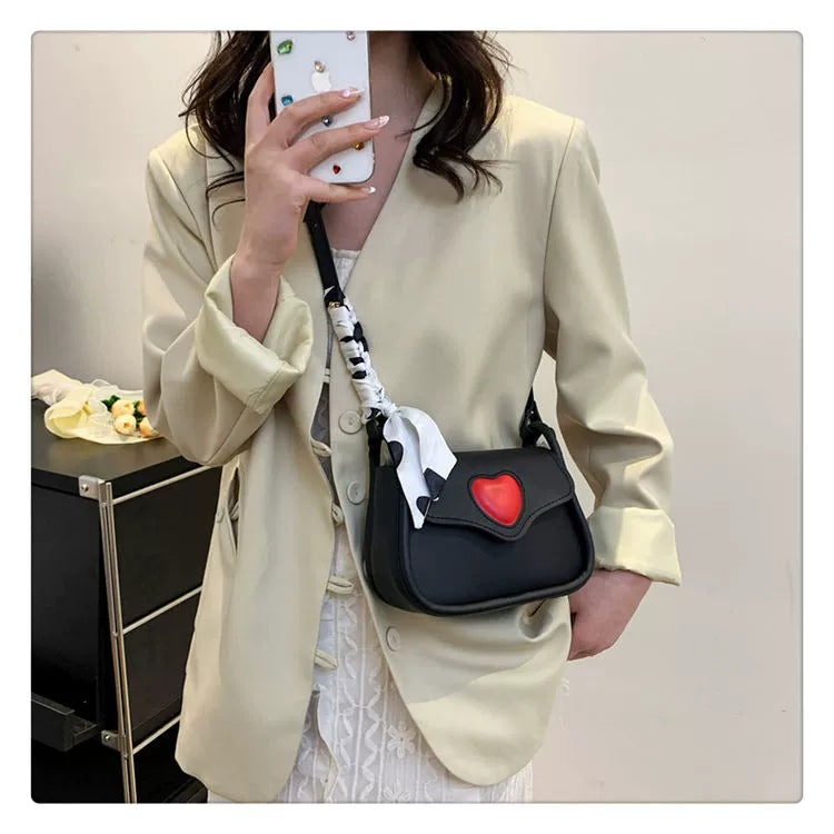 eybag Cute Love Heart Women's Small Square Shoulder Bags Fashion Female Messenger Bag Simple Ladies Crossbody Purse Handbag with Scarf