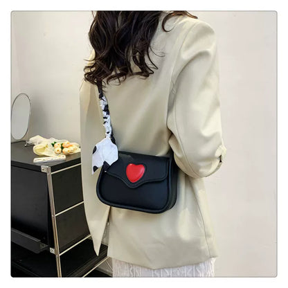 eybag Cute Love Heart Women's Small Square Shoulder Bags Fashion Female Messenger Bag Simple Ladies Crossbody Purse Handbag with Scarf