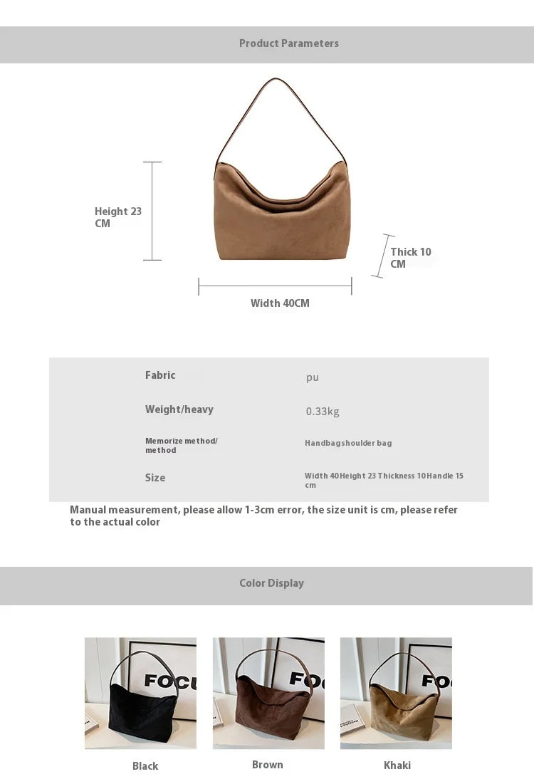 eybag Retro Autumn/Winter Bag  Women 2024 Suede Shoulder Bag Commuting Work Hand Armpit Bag