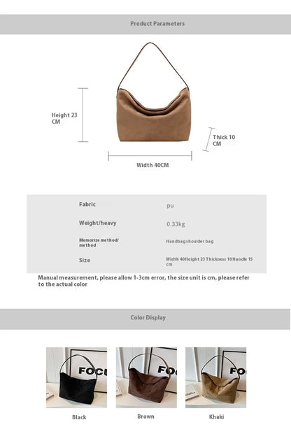 eybag Retro Autumn/Winter Bag  Women 2024 Suede Shoulder Bag Commuting Work Hand Armpit Bag