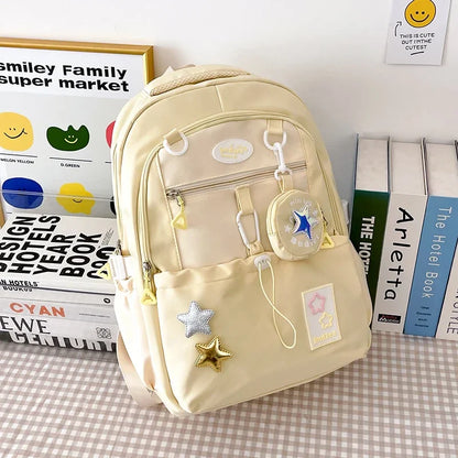 eybag Nylon Star Large Capacity Backpacks High Quality Unique Design Cute Color Matching Schoolbags for Women 2024 Casual Coin Purse