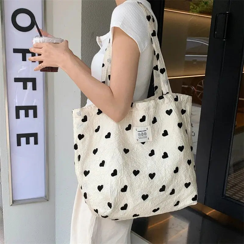 eybag Sweet Love Heart Women's Shoulder Bags Simple Ladies Vest Bag Thin Cloth Female Tote Handbags Clutch Purse Shopping Bag