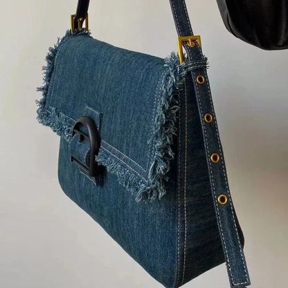 eybag Women's Handbags Trend Summer Denim Shoulder Bag Vintage Female Casual Tote Flap Y2K Ladies Handbag Crossbody Bags Women