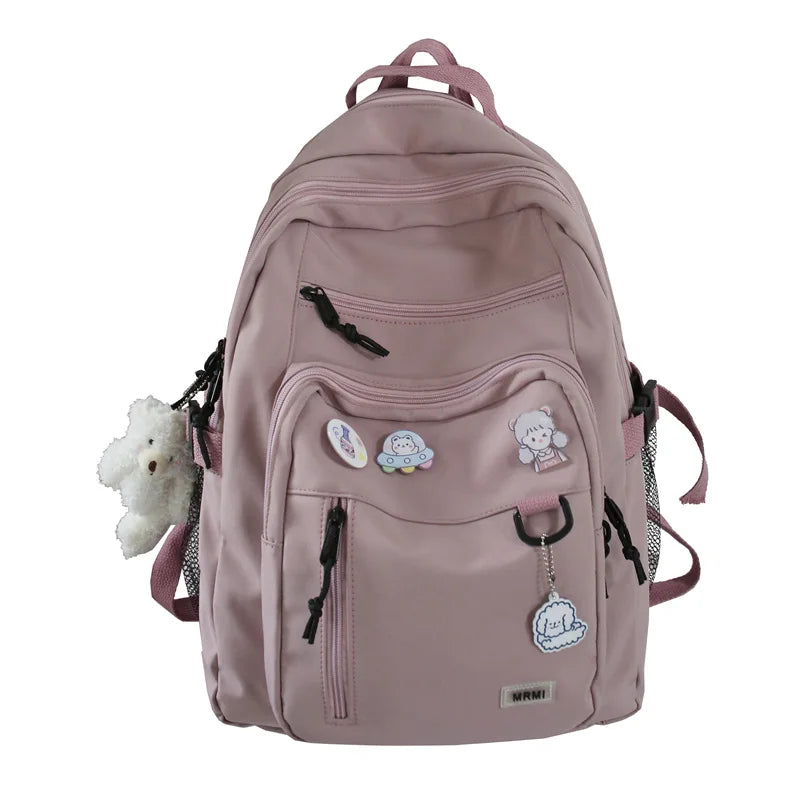 eybag Harajuku Cute School Bag For Girls Multi Pocket Waterproof Nylon Women Backpack Fashion Travel Backbags Large Capacity Bookbags