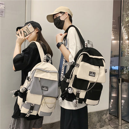 eybag Boys fashion large-capacity school bag new Korean nylon backpack girls computer travel leisure street university book backpack