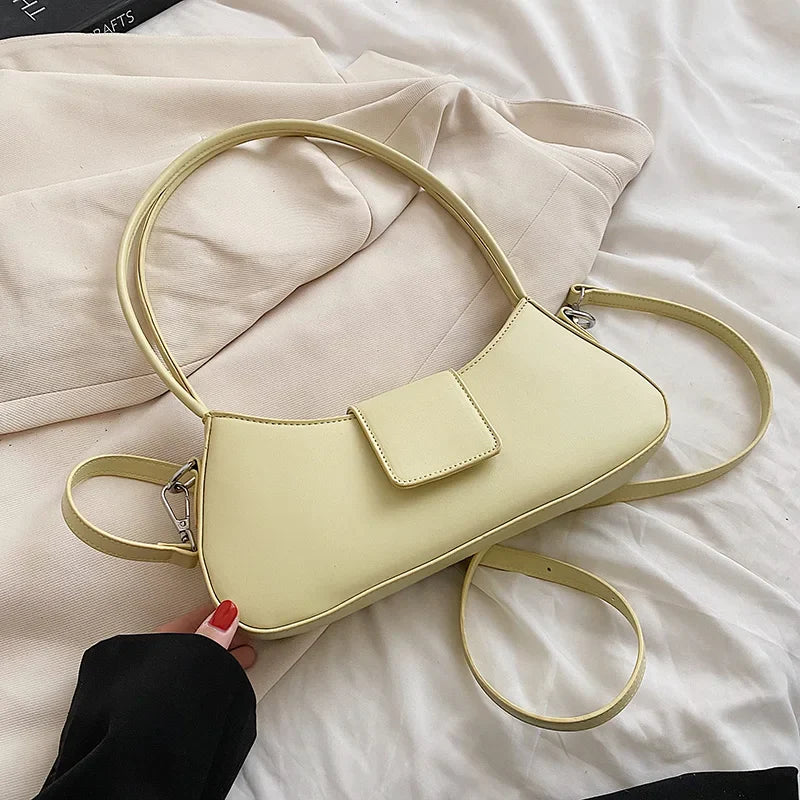 Lkblock New Fashion Bag Women's All-Match Simple Chic White Black Temperament Messenger Shoulder Underarm Bag