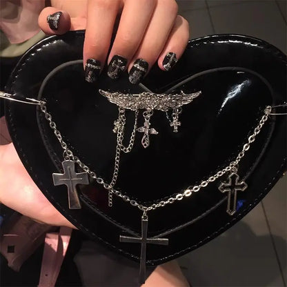 eybag Y2K Subculture Women's Bag 2024 Trend Punk Gothic Cross Heart Shaped Crossbody Shoulder Bags Female Harajuku Bolso Mujer Cute