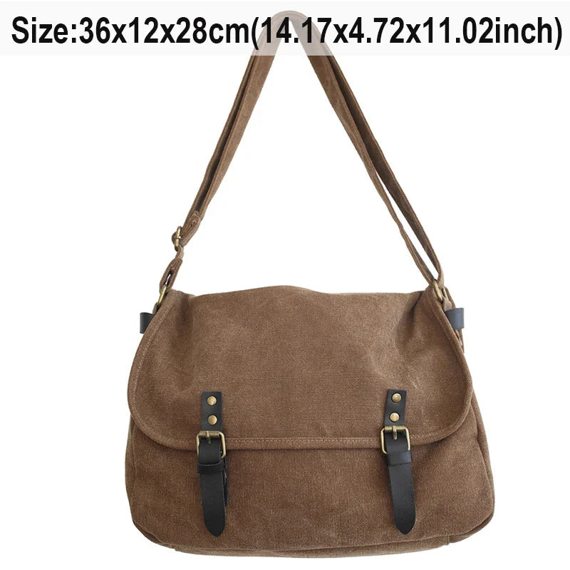 eybag Fashion Canvas Shoulder Bags for Women Men Japanese Style Casual Large Capacity Crossbody Bags Unisex Messenger School Bag