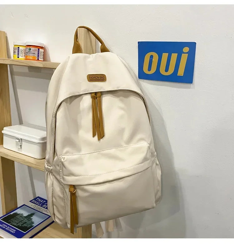 eybag Large-capacity Backpack Female Japanese Backpack Solid Color Junior High School Student Canvas Schoolbag Laptop Backpack