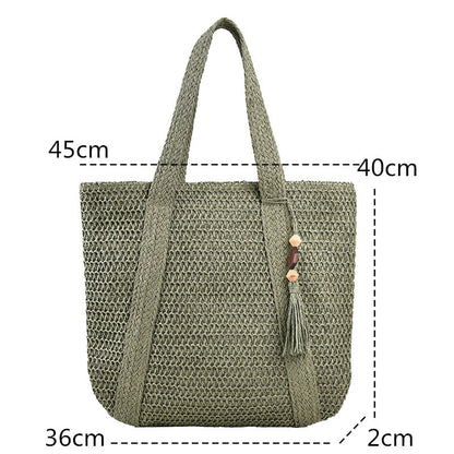 eybag 2023 Straw Braided Bag Hand-woven Simple Handbag Holiday Beach Shoulder Bag Casual Trend Women Large Capacity Tote Shopping Bags