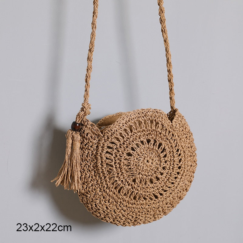 eybag Casual Half Moon Women Straw Rattan Shoulder Bags Wicker Woven Lady Hollow Crossbody Bag Summer Beach Travel Small Handbag Purse